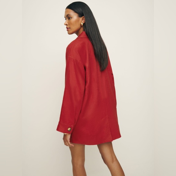 NWT Reformation Irene Linen Jacket in Tomato (Size M) - Picture 4 of 7